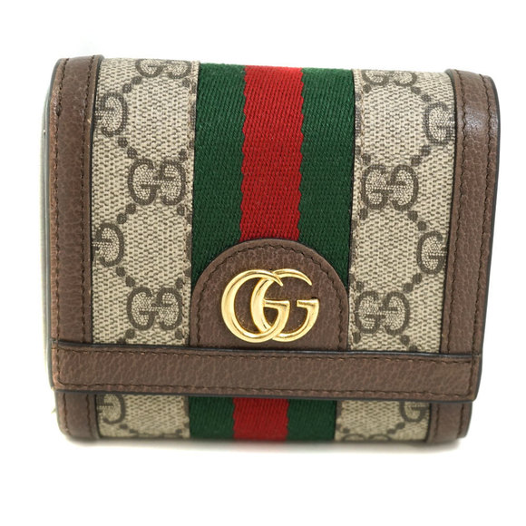 Gucci Red Tricolor Wallet Bifold Green Leather - Picture 1 of 13